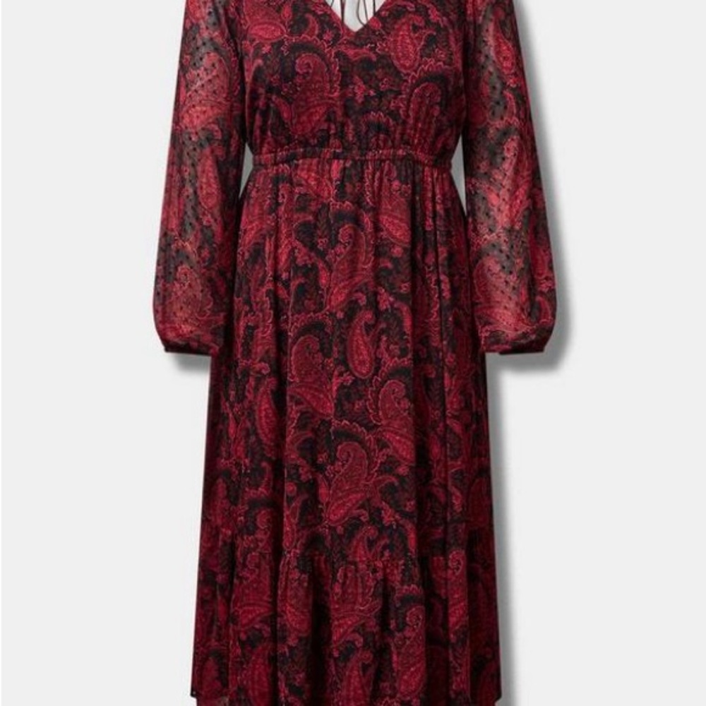 Tea Length Paisley Open Back A-Line Dress